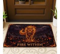 Paillasson avec inscription « Wolf Welcome » - Motif montagnes de feu - Non orange - Antidérapant - Décoration d'intérieur pour entrée, extérieur, porche, balcon - 73,6 x 43,2 cm