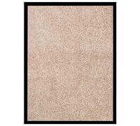 Paillasson beige - 40 x 60 cm - En polypropylène - Avec dos en vinyle | 100 % polypropylène, surface en velours, dos en vinyle antidérapant, bord noir, pour couloir et véranda