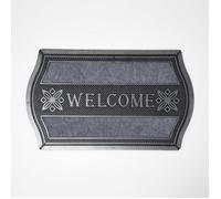 Paillasson caoutchouc - HOMESCAPES - Bords arrondis - Welcome - Argent - 75 x 45 cm