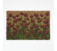 Paillasson coco antidérapant - HOMESCAPES - Tapis essuie pied extérieur intérieur - Coquelicots - 40 x 60 cm
