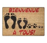 Paillasson coco imprime bienvenu 40 x 60 cm Marron G