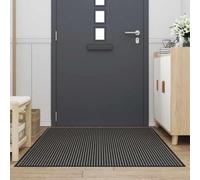 Paillasson coulissant en polypropylène à rayures, noir et gris, 115 x 200 | Dessous en PVC coulissant, absorbe la saleté et l'humidité, facile à nettoyer, utilisation intérieure ou extérieure couverte