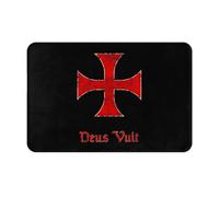 Paillasson Croix des Templiers Croisés Deus Vult Tapis De Bain Anti-Salissures Tapis De Douche Lavable en Machine Paillassons De Porte pour Cuisine Baignoire Salon 40X60Cm