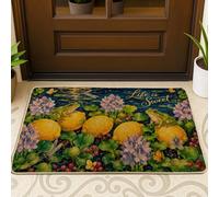Paillasson de bienvenue amphibien, jardin naturel, nénuphars citron, vert d'été, lavable, profil bas, décoration pour porche, salle de bain, bureau, 73,6 x 43,2 cm
