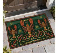 Paillasson de bienvenue avec homard, ancres nautiques côtières, corde verte, antidérapant, pour maison, intérieur, extérieur, entrée, porche, décoration de 73,6 x 43,2 cm