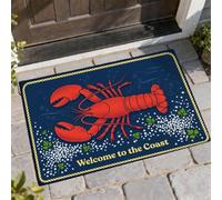 Paillasson de bienvenue avec homard, corde nautique côtière, bulles, rouge, antidérapant, pour maison, bureau, extérieur, intérieur, entrée, décoration, 73,6 x 43,2 cm