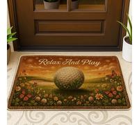 Paillasson de bienvenue en forme de balle de golf, nature rustique, papillon, fleurs, été, orange, tapis d'entrée antidérapant pour maison, bureau, extérieur, intérieur, entrée, décoration, 73,6 x