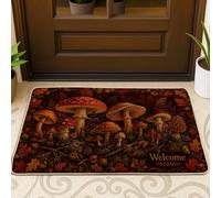 Paillasson de bienvenue en forme de champignon, feuille rustique, gland, marron, antidérapant, décoration extérieure pour porte d'entrée, terrasse, 73,6 x 43,2 cm