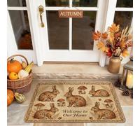 Paillasson de bienvenue en forme de lapin, champignon rustique fantaisie, marron, tapis de porte en caoutchouc antidérapant pour maison, bureau, extérieur, intérieur, entrée, décoration, 73,6 x 43,2