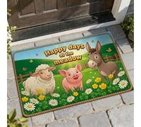 Paillasson de bienvenue en forme de mouton, cochons ludiques, âne, vert, antidérapant, pour maison, bureau, extérieur, intérieur, entrée, décoration, 73,6 x 43,2 cm