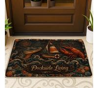 Paillasson de bienvenue, motif crocodile, homard côtier, voilier, marron, antidérapant, pour maison, bureau, extérieur, entrée, décoration, 73,6 x 43,2 cm