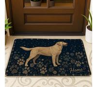 Paillasson de bienvenue pour chien, contemporain et rustique, motif empreintes de pattes circulaires, bleu marine, antidérapant, pour maison, intérieur, extérieur, entrée, porche, décoration, 73,6 x