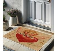 Paillasson de la Saint-Valentin avec ange - Décoration d'entrée intérieure et extérieure - Style vintage - En caoutchouc antidérapant - Facile à nettoyer - 73,7 x 43,2 cm