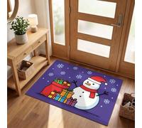 Paillasson de Noël Mignon avec Dos en Antidérapant, 60 x 120 cm | Tapis Entree Bienvenue, Lavable et Absorbant, Tapis de Bonhomme De Neige Sac Cadeau, Décoration pour Porte Intérieur et Extérieur