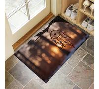 Paillasson de Porte antidérapante et Entretien Facile, 50 x 80 cm Attrape-Rêves De La Forêt D'Hiver Tapis de Porte à Profil Bas Symbole Amérindien Tapis de Sol pour Entrée, Porte et Couloir, Orange