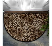 Paillasson demi-cercle en peau de léopard antidérapant et absorbant pour couloir, entrée, salon, chambre à coucher, décoration d'intérieur, 60 x 40 cm
