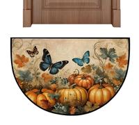 Paillasson Demi-lune Intérieur Pour Porte - 60 x 90 cm tapis de sol antidérapant et lavable,Tapis Extérieur Motif Papillon - pour l'intérieur et l'extérieur, comme entrée, vestibule, cuisine, salle de