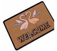 Paillasson d'entrée avec motif animaux Welcome pour intérieur/extérieur - Tapis de sol décoratif pour entrée, garage, terrasse, flamant rose - 60 x 90 cm
