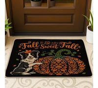 Paillasson d'extérieur ultra fin avec empreintes de pattes de chien et citrouille - 73,6 x 43,2 cm - Récolte d'automne amusante - Tapis d'extérieur ultra fin - Motif chaussures de vacances pour