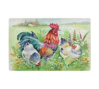 Paillasson d'intérieur 50 x 80 cm, motif aquarelle coq poule, paillasson, anti-salissures, antidérapant, lavable, tapis de bienvenue pour porte d'entrée, patio, jardin, animaux domestiques
