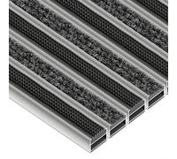 Paillasson en aluminium avec insert textile-caoutchouc, Clean Ryps-Rubber, 100x80 cm, noir, hauteur 17 mm