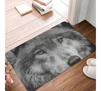 Paillasson en caoutchouc antidérapant lavable pour porte d'entrée gris sauvage loup paillasson de cuisine extérieur intérieur tapis d'entrée discret pour maison, porche, couloir, cuisine