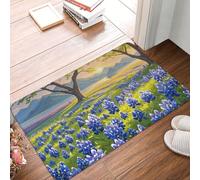 Paillasson en caoutchouc antidérapant lavable pour porte d'entrée Texas Bluebonnets - Tapis de cuisine pour extérieur et intérieur - Tapis d'entrée discret pour maison, porche, couloir, cuisine