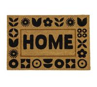 Paillasson en fibre de coco 40x60 cm collection JOYE modèle "Home" motif floral marron