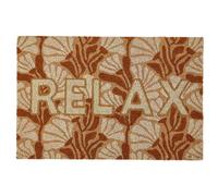 Paillasson en fibre de coco 40x60 cm collection JOYE modèle "Relax" motif floral marron