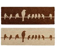 Paillasson en fibre de coco motif oiseau sur branche Beige