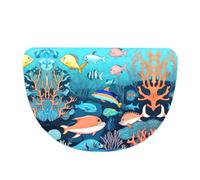 Paillasson en flanelle demi-lune pour l'intérieur Motif dauphins sous-marins