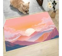 Paillasson Extérieur Rêve Ciel, Lever Du Soleil Montagnes Tapis d'Entrée Antidérapant et Imperméable, Fond Caoutchouc, Profil Bas, Lavable, Idéal pour Porte d'Entrée, Patio, 50x80cm, Rose Orange