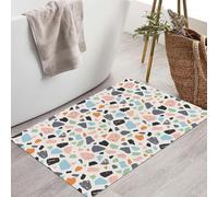 Paillasson Imprimé Texture Naturelle De Terrazzo Avec Envers En Tpr Antidérapant, Tapis Absorbant 40X60Cm Géométrie Simple Et Vibrante Pour Entrée Extérieure Intérieur Lavable En Machine Tapis, Beige