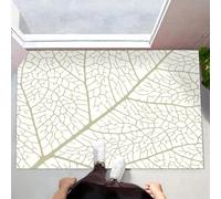 Paillasson Imprimé Texture Simple Nervures Feuille Avec Envers En Tpr Antidérapant, Tapis Absorbant 50X80Cm Plantes Peintes Main Pour Entrée Extérieure Intérieur Lavable En Machine Tapis, Crème