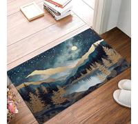 Paillasson Intérieur 80x120cm, Tapis Entrée Montagnes Et Forêts Aux Feuilles D'Or Paysage De Luxe Antidérapant et Absorbant, Résistant Lavable, Tapis Entree pour Porte pour Porte Couloir et Balcon