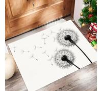 Paillasson Interieur Entree Silhouette Simple De Pissenlit 45X75Cm, Tapis D'Entrée Antidérapant Lavable Plantes Peintes À La Main, Tapis De Sol Douce Absorbant Pour Chien Porte Couloir, Blanc