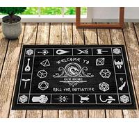 Paillasson Jeu De Plateau Familial Amusant sur Le Thème des Donjons : Dragon Bienvenue dans Roll Tapis De Porte Antidérapant Tapis D'Entrée Facile À Nettoyer pour Jardin Cour 40X60 Cm