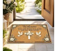 Paillasson May God Bless Our Home and All Who Enter 2027 sur le thème du mariage, tapis de bienvenue en fibre antidérapante, pour porte d'entrée, appartement, cadeau de pendaison de crémaillère
