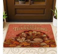 Paillasson noir avec motif chat Devon Rex pour l'automne, Thanksgiving, 73,6 x 43,2 cm, paillasson d'extérieur ultra fin, petit tapis de vacances imprimé chaussures pour terrasse