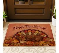 Paillasson noir pour l'extérieur et l'entrée intérieure de l'automne, Thanksgiving, teckel, 73,6 x 43,2 cm, paillasson d'extérieur ultra fin, petit tapis imprimé chaussures de vacances pour terrasse