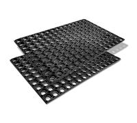 Paillasson Noir Tapis Caoutchouc - paillasson antidérapant 80x120 cm Lot de 2 - paillasson résistant - paillasson extérieur Caoutchouc - Tapis Anti-salissures