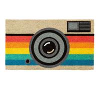 Paillasson original ""Caméra rétro"" en noix de coco avec support antidérapant en PVC. Dimensions : 70 x 40 x 1,5 cm - FISURA