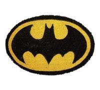 SD TOYS Universo DC Paillasson d'entrée Ovale Batman en Fibre de Coco et Vinyle antidérapant, Jaune et Noir, 60 x 40 cm