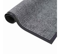 Paillasson rayé gris 80 x 120 cm, tapis antidérapant en polyéthylène | 100 % polyéthylène, feutre aiguilleté, dos en vinyle, bordure noire, pour la maison et l'extérieur