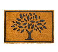 Paillasson Relaxdays, Coco/PVC antidérapant, Arbre de Vie, 60 x 40 cm, int./ext., Anti-salissures, Naturel/Noir