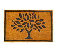 Paillasson Relaxdays coco/PVC antidérapant Arbre de vie 60 x 40 cm int./ext. anti-salissures naturel/noir