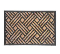 Paillasson Relaxdays, Coco & PVC, tressé, 60 x 40 cm, int./ext., antidérapant, ramasse-saletés, Naturel/Noir