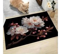 Paillassons Intérieur Illustration Élégante D'Une Branche De Cerisier En Fleurs,Tapis Souples Lavables Nature À La Japonaise, Paillasson Absorbant Antidérapant À Profil Bas Pour Entrée Porte, 60X90Cm