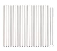 Paille à boire en acier inoxydable 304, 20 pièces, ensemble de pailles de haute qualité, pailles métalliques réutilisables et écologiques, accessoire de Bar à jus de fête black straight