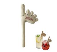 Paille à boire en forme d’orteil, paille de pied réutilisable en céramique, verres humoristiques faits à la main, cadeau gag drôle pour les amis et la famille (red)